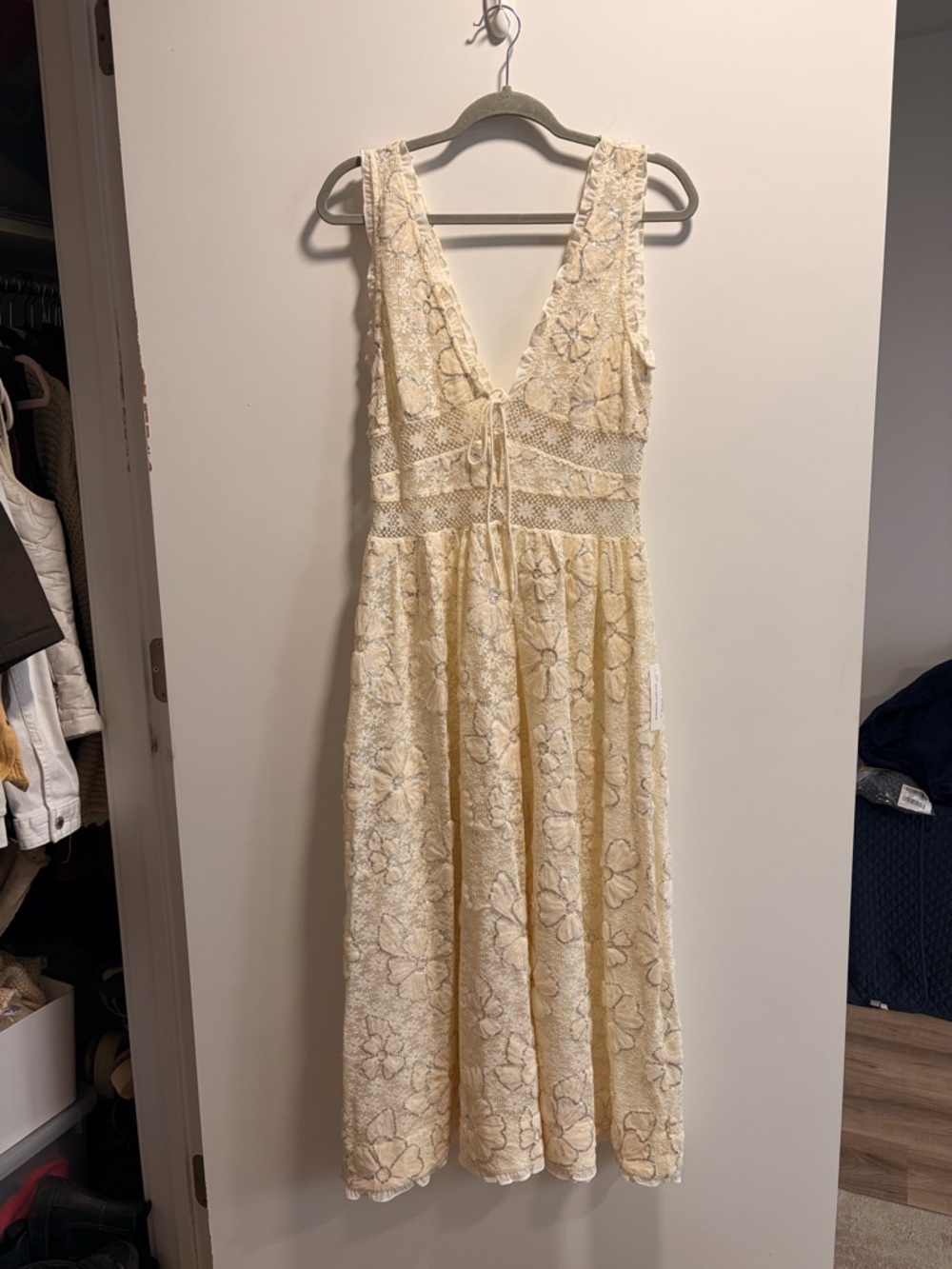 New ✨ For Love & Lemons Cream Floral Lace Maxi Dress